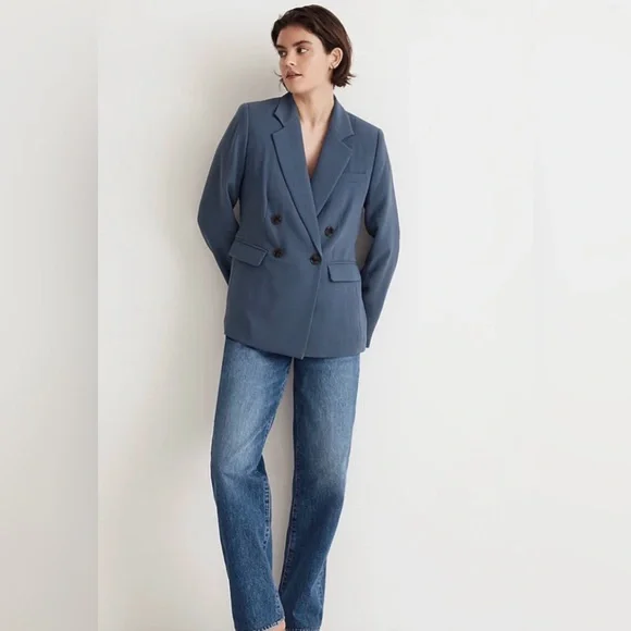 MADEWELL The Rosedale Blazer in Crepe Slate Blue Size 8 - Picture 3 of 16
